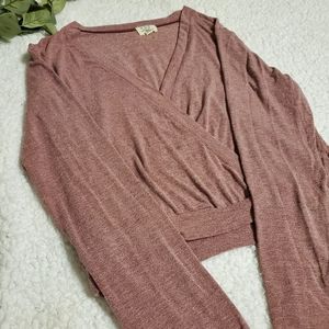 UO Project Social T Heathered Wrap Vneck Top